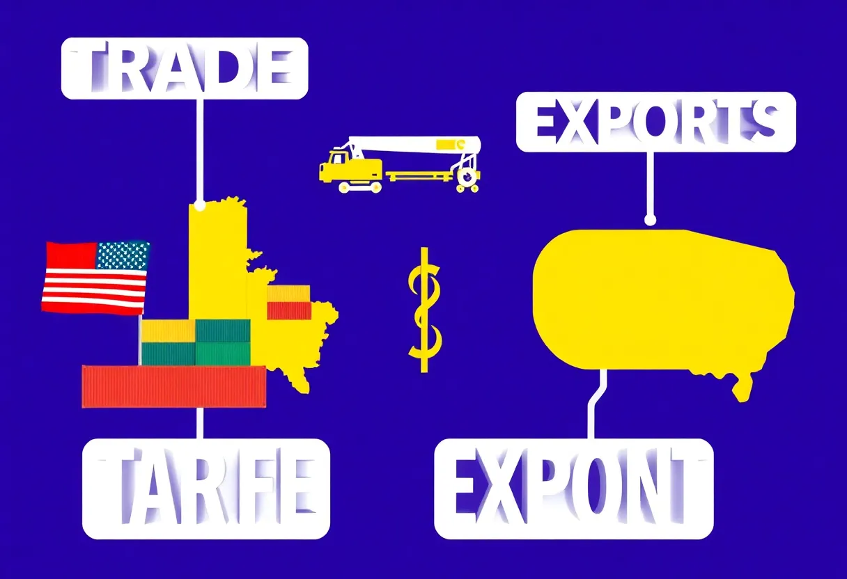 Illustration depicting trade tariffs and economic implications