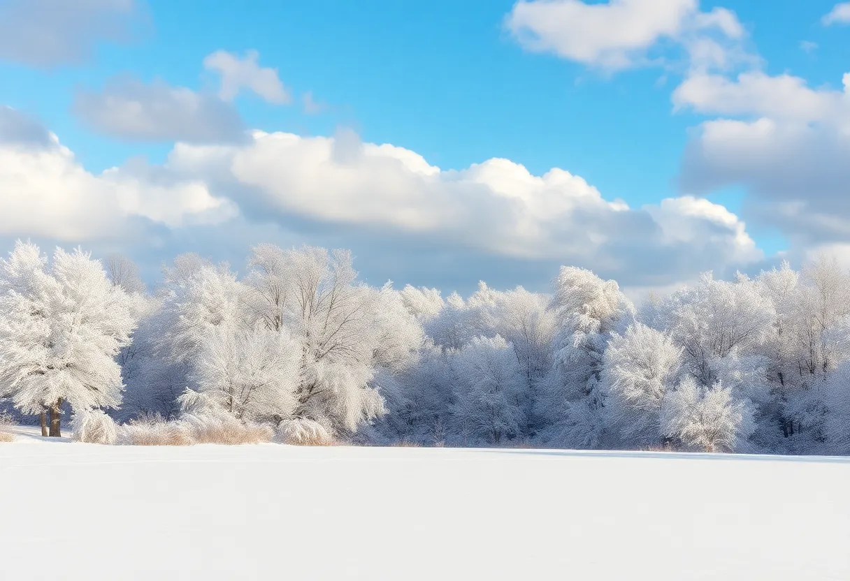 Winter landscape in the Twin Cities with snow-covered trees