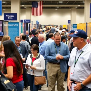 Veterans engaging with employers at the Bossier City job fair