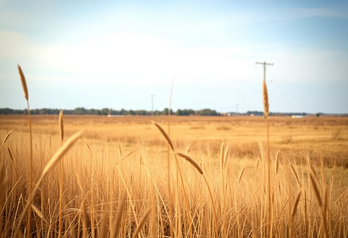 Dry landscape in Caddo Parish, Louisiana indicating fire risk