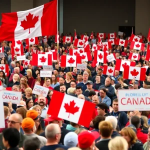 A vibrant rally during the Canadian snap election campaign.