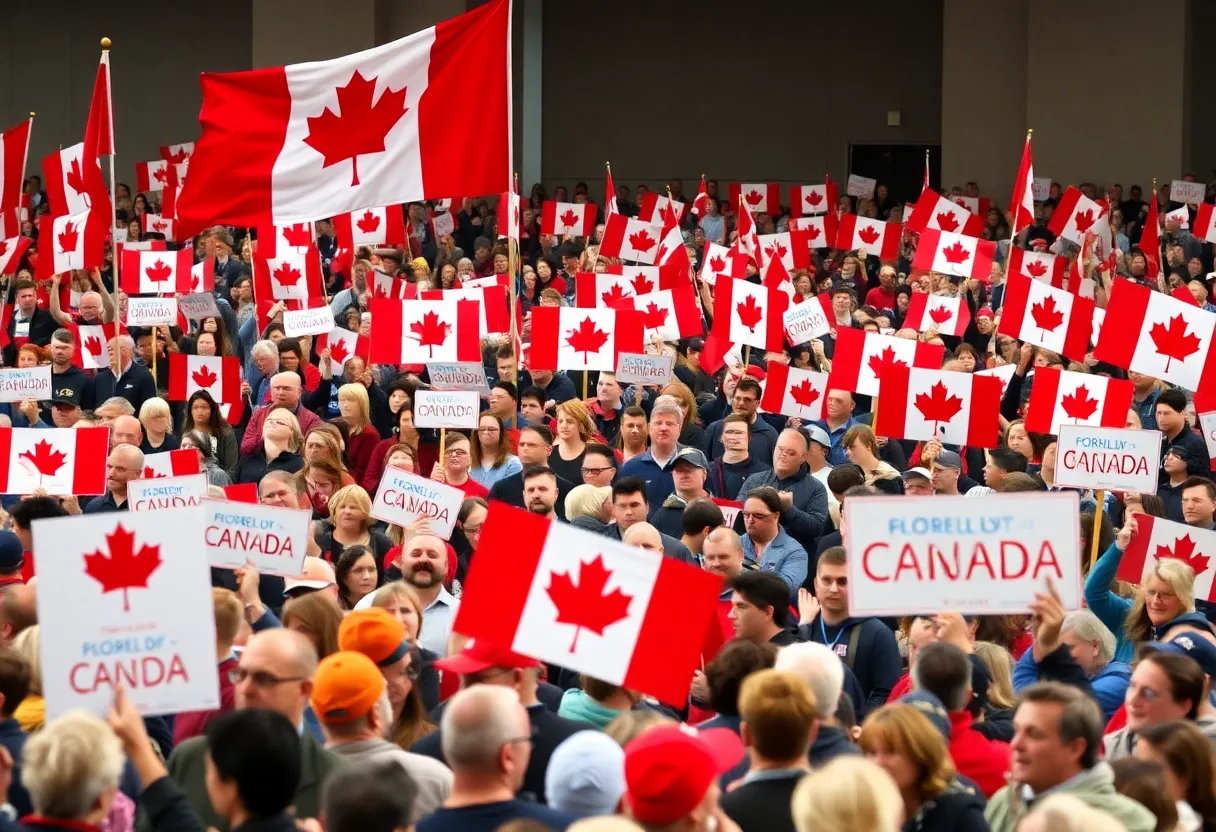 A vibrant rally during the Canadian snap election campaign.