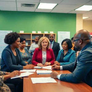 Community members engaging in financial planning at Community Bank of Louisiana