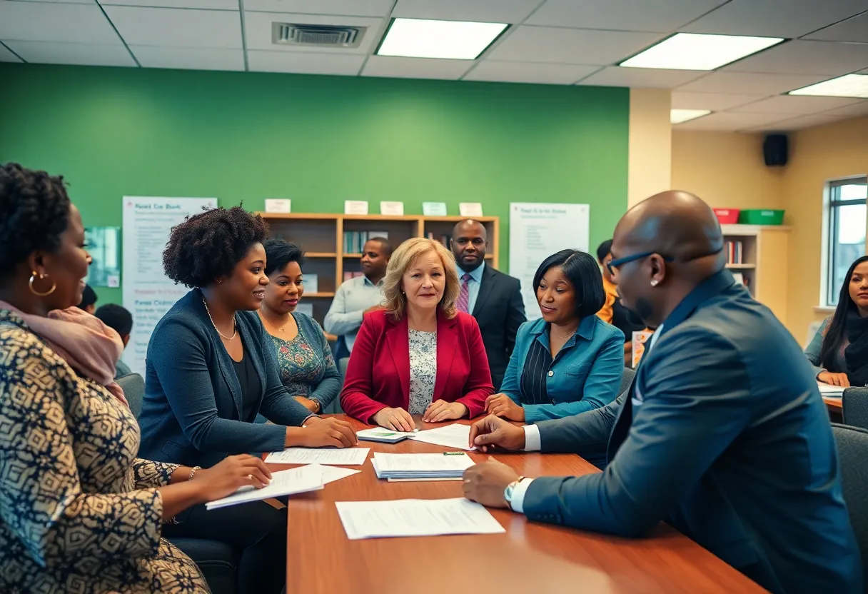 Community members engaging in financial planning at Community Bank of Louisiana