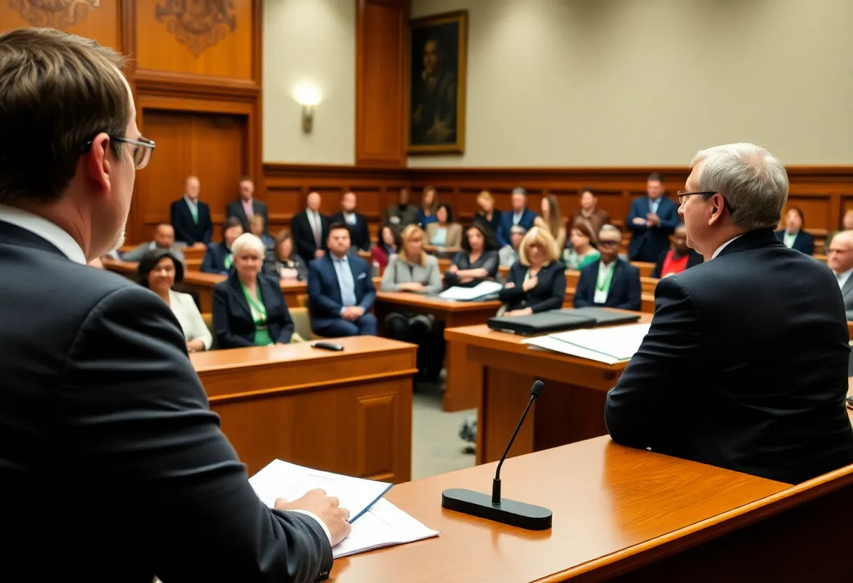 Courtroom scene during Greenpeace defamation trial