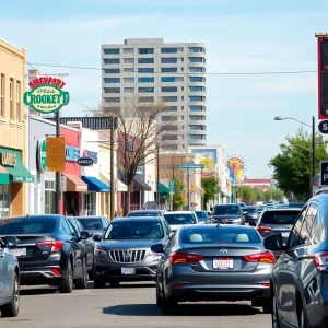 Downtown Shreveport with new street parking