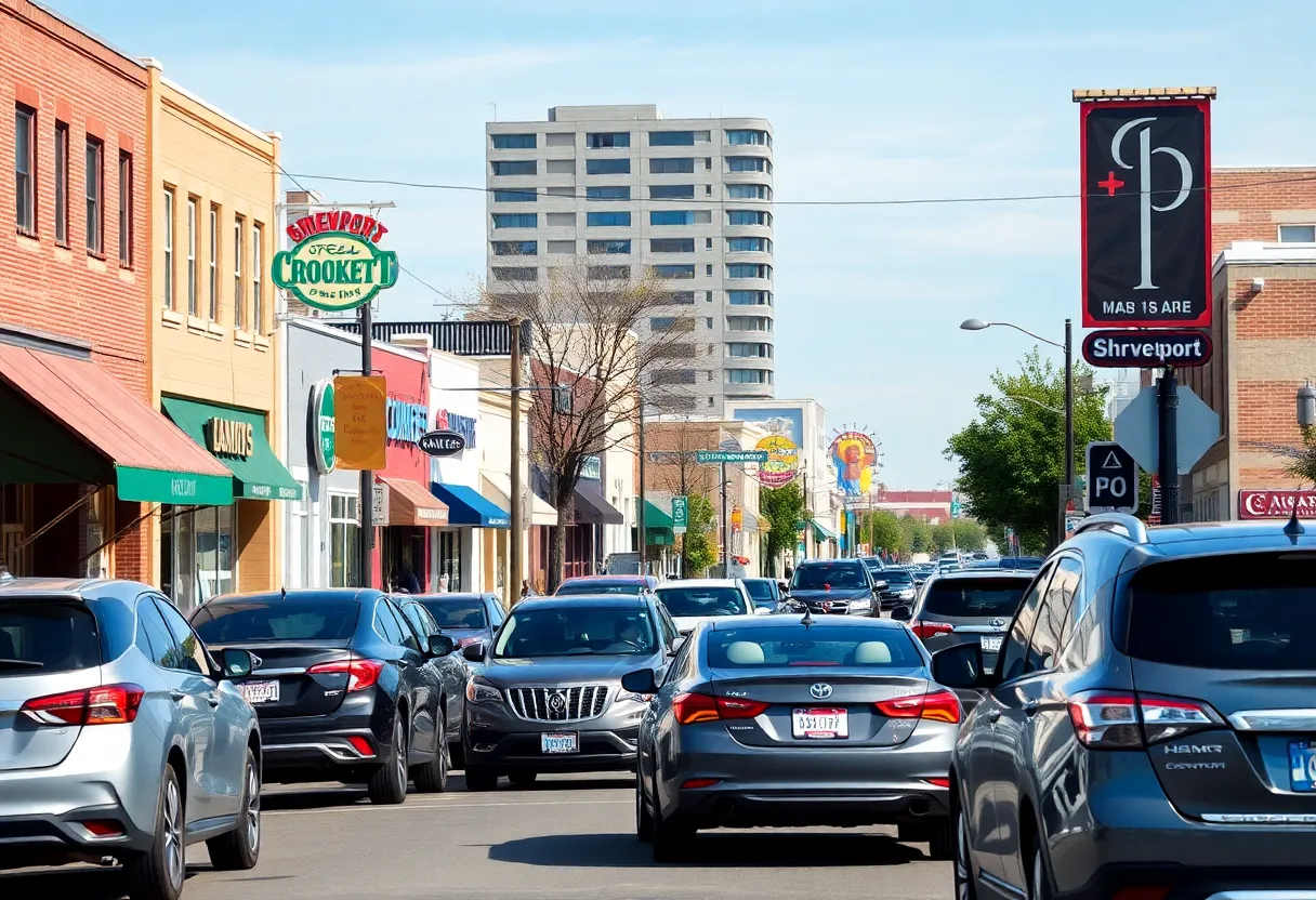 Downtown Shreveport with new street parking