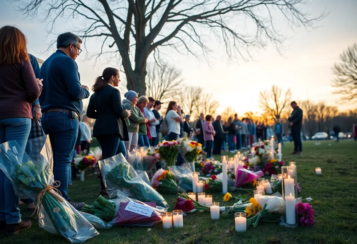 Community members gathering for a vigil in Highland Park