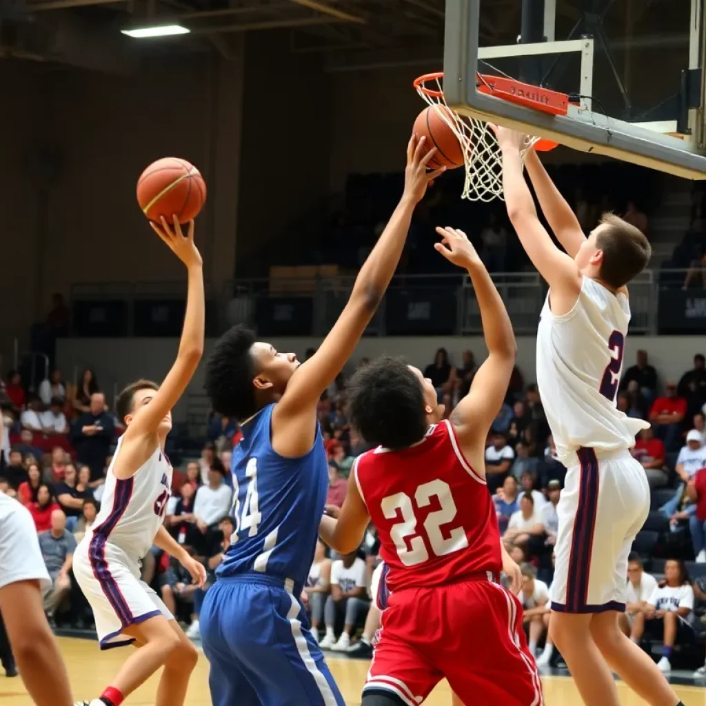 Huntington Raiders playing against Bossier in a high school basketball match