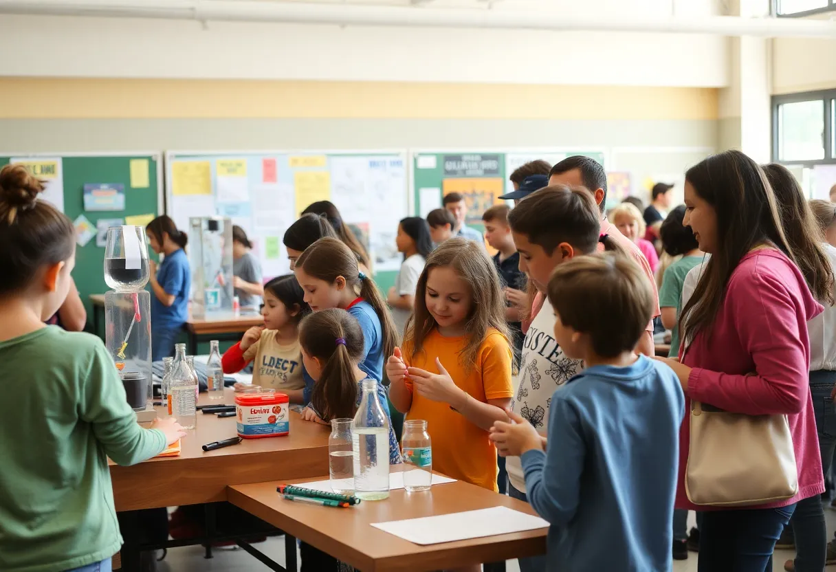 Children participating in science activities at IDEAS Day in Shreveport.