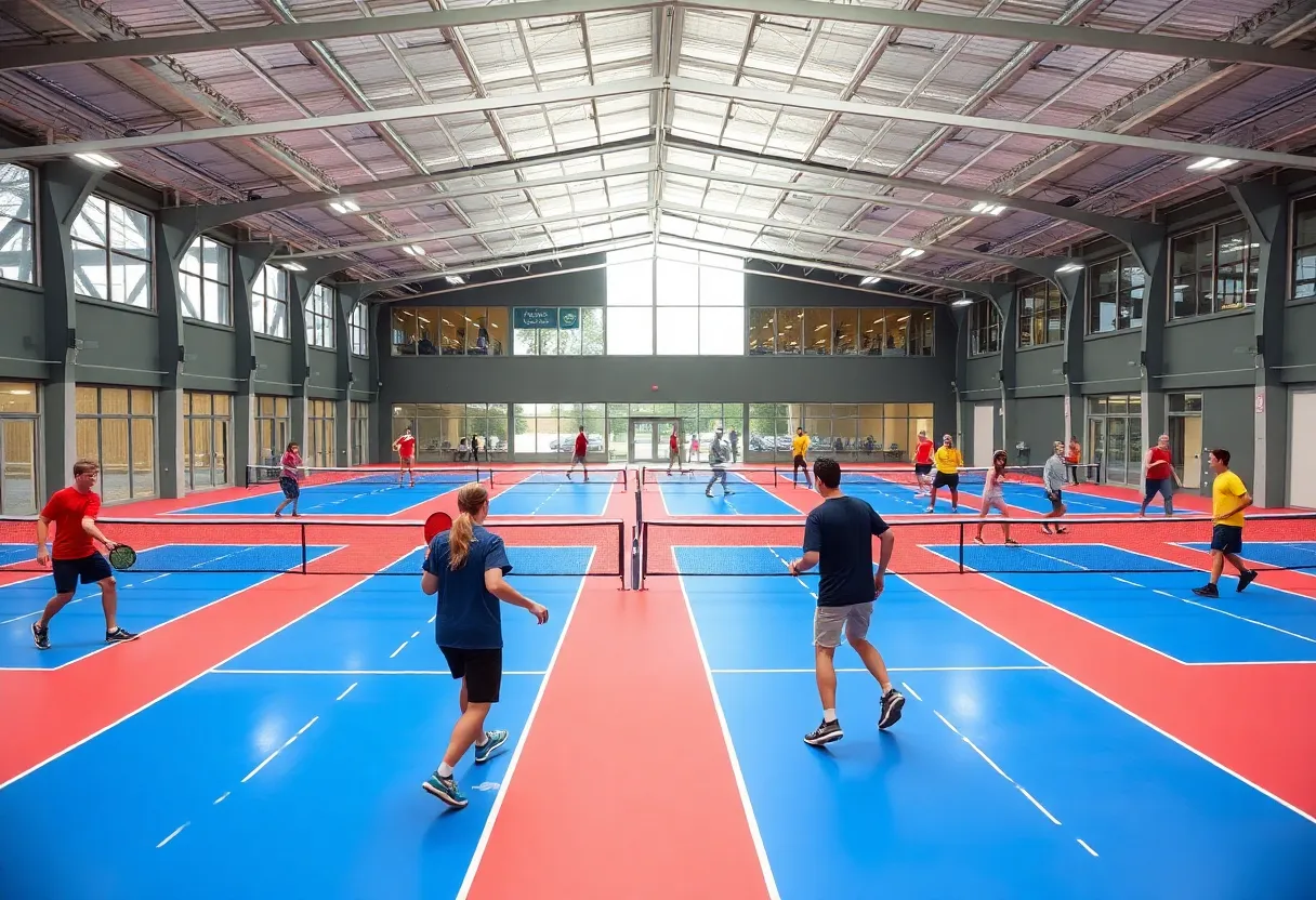 Indoor pickleball courts at Just Pickleball complex