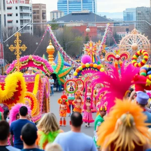 Crowd enjoying the Krewe of Gemini parade in Shreveport