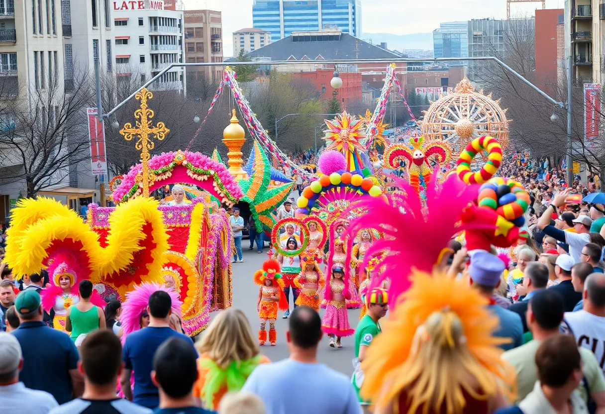 Crowd enjoying the Krewe of Gemini Parade in Shreveport