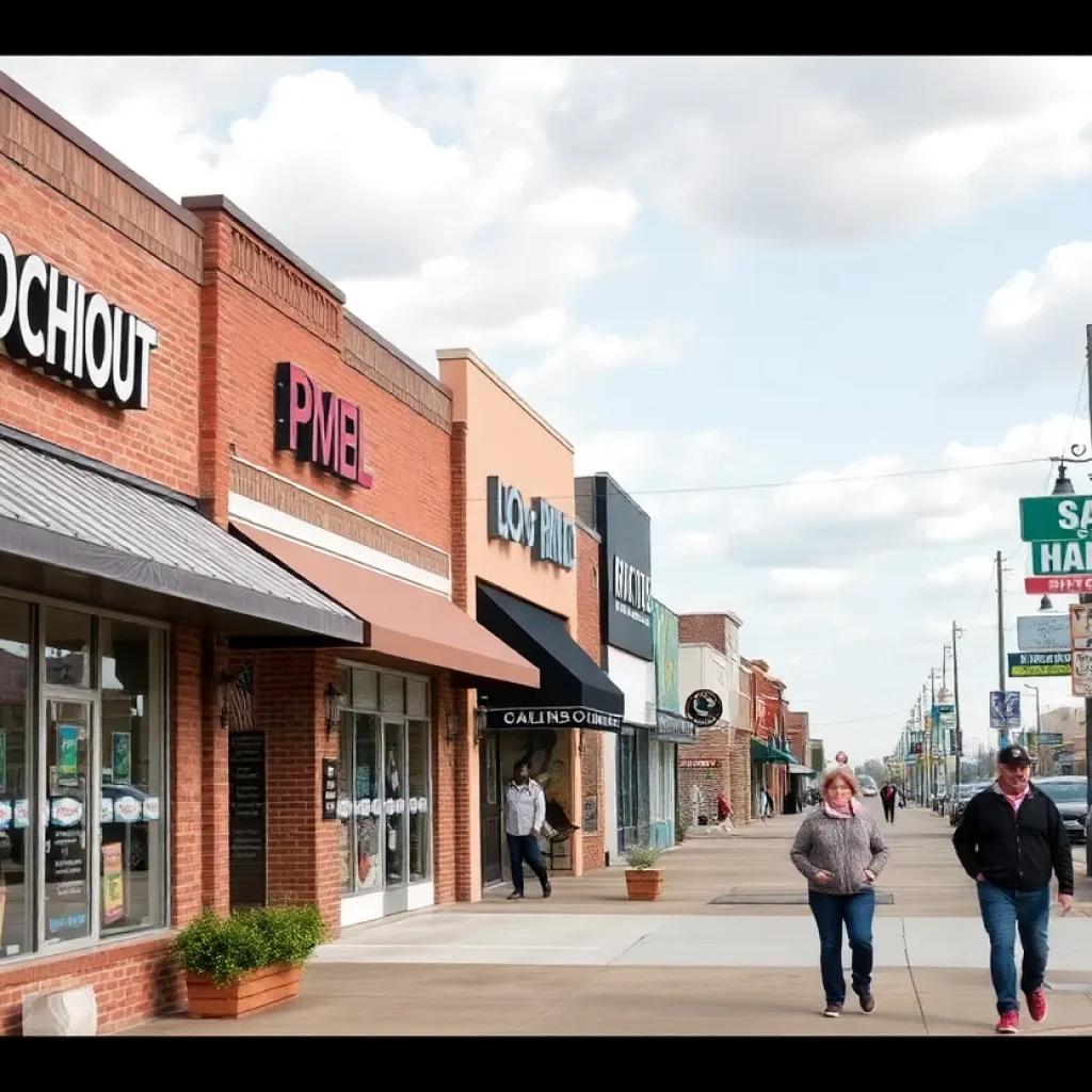 New storefronts along Mansfield Road in Shreveport with customers