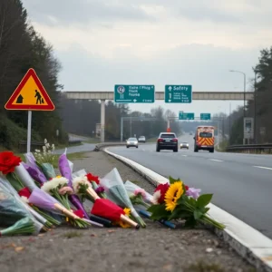 Memorial setup on a highway for a lost young candidate