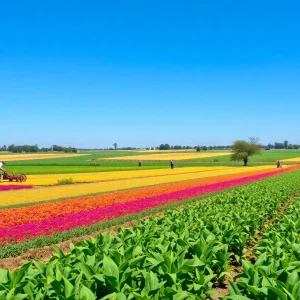 Farmers celebrating National Ag Day in vibrant agricultural fields