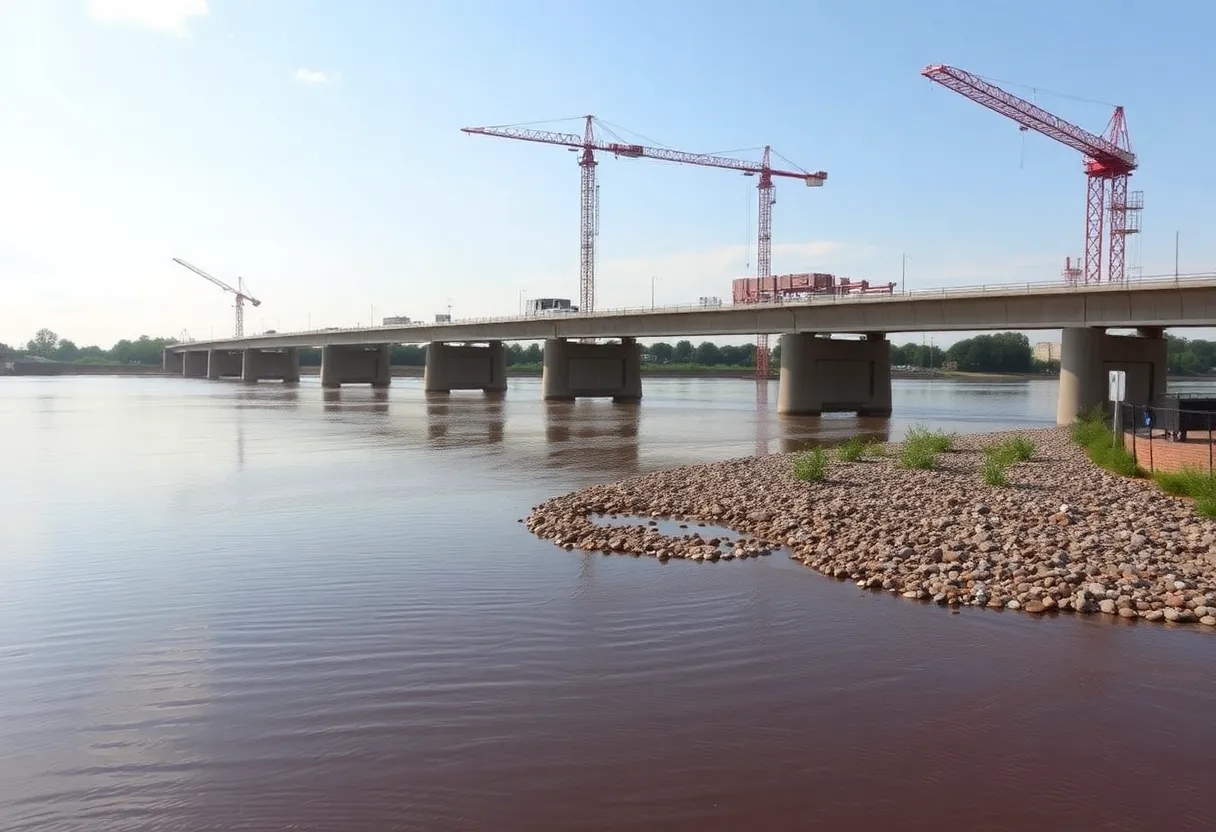 New Jimmie Davis Bridge construction in Shreveport over the Red River