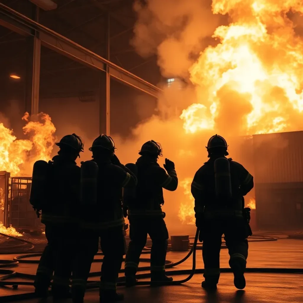 Firefighters battling a massive fire at Pratt Industries in Shreveport.