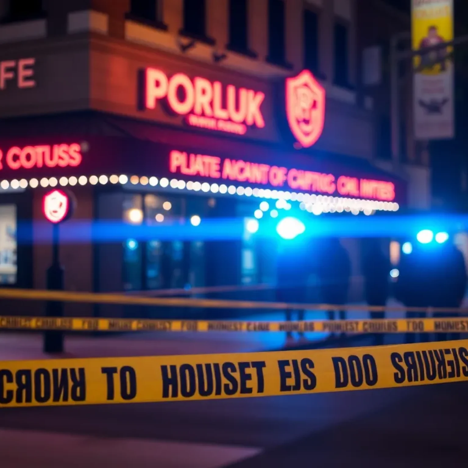 Police tape surrounding Club Haze after shooting incident