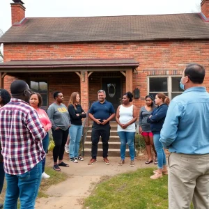 Residents of Shreveport discussing squatter crisis outside a vacant property