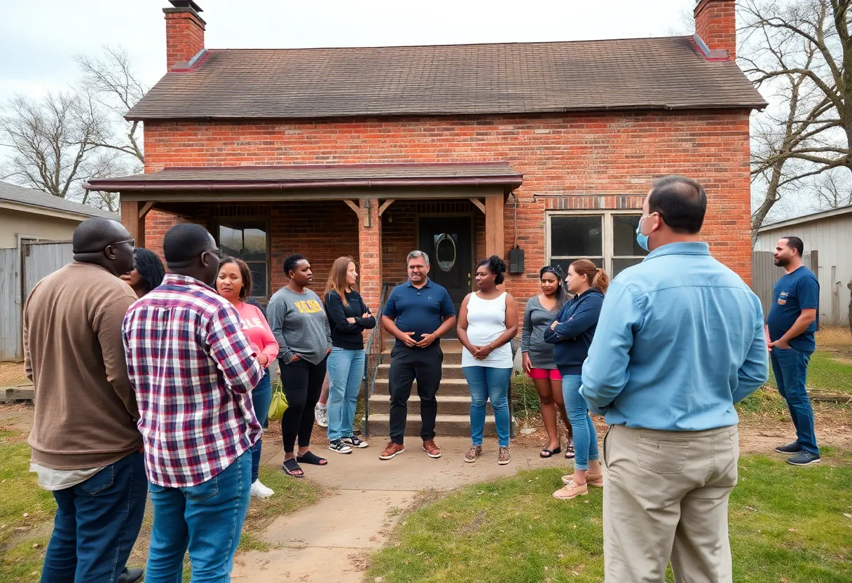 Residents of Shreveport discussing squatter crisis outside a vacant property