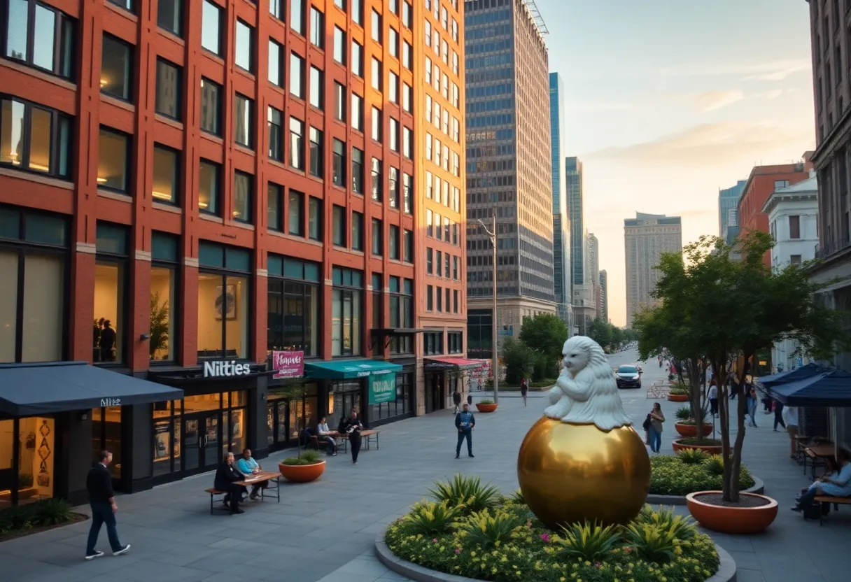 Newly developed downtown area in Shreveport, showcasing cultural and economic growth.