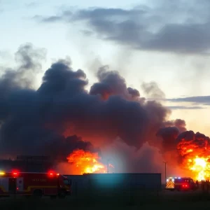 Firefighters battling a blaze at a recycling plant in Shreveport