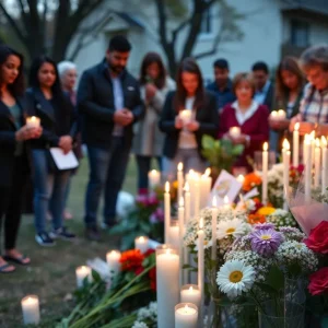 Candles and flowers in memory of a young leader in Shreveport