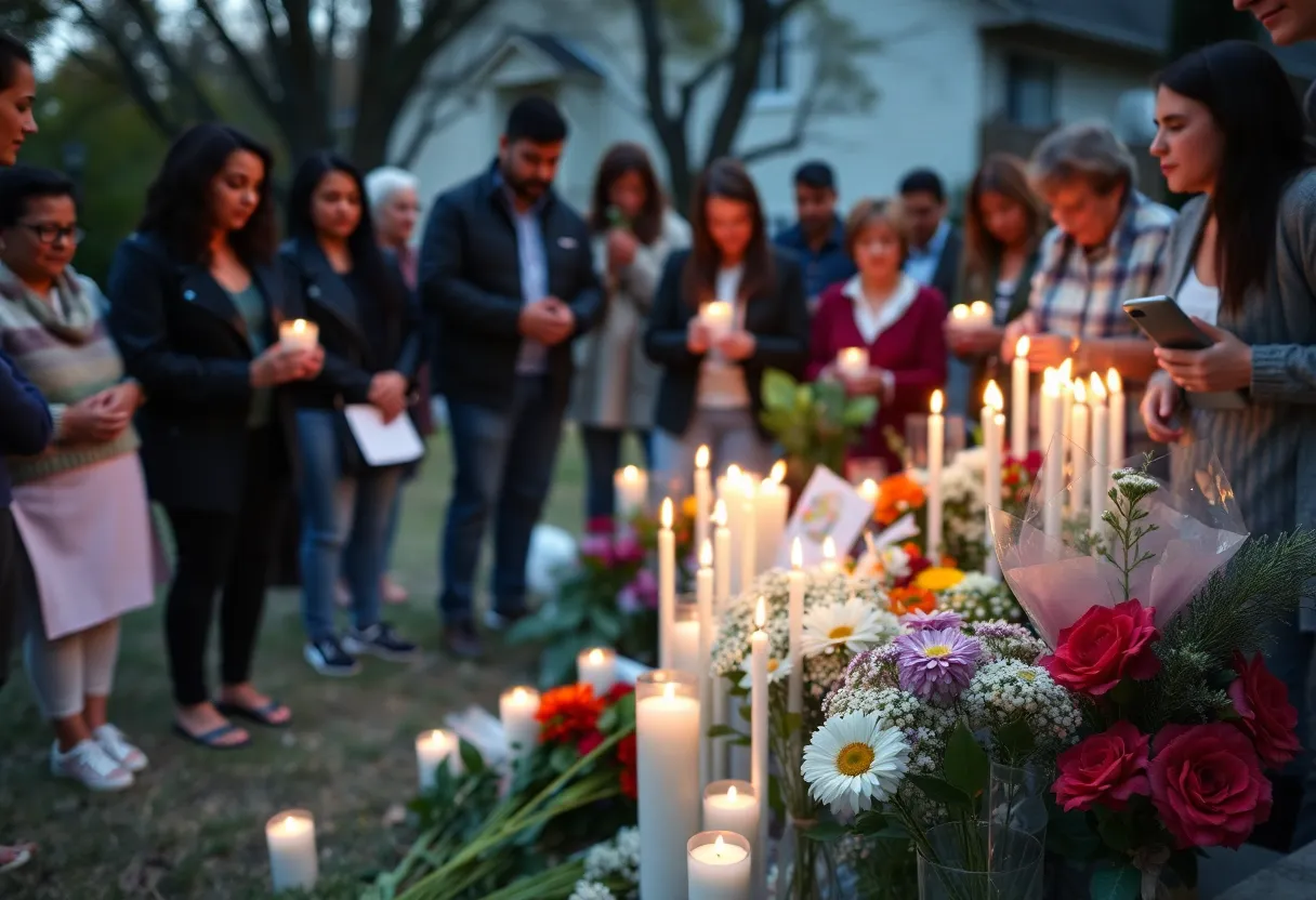 Candles and flowers in memory of a young leader in Shreveport