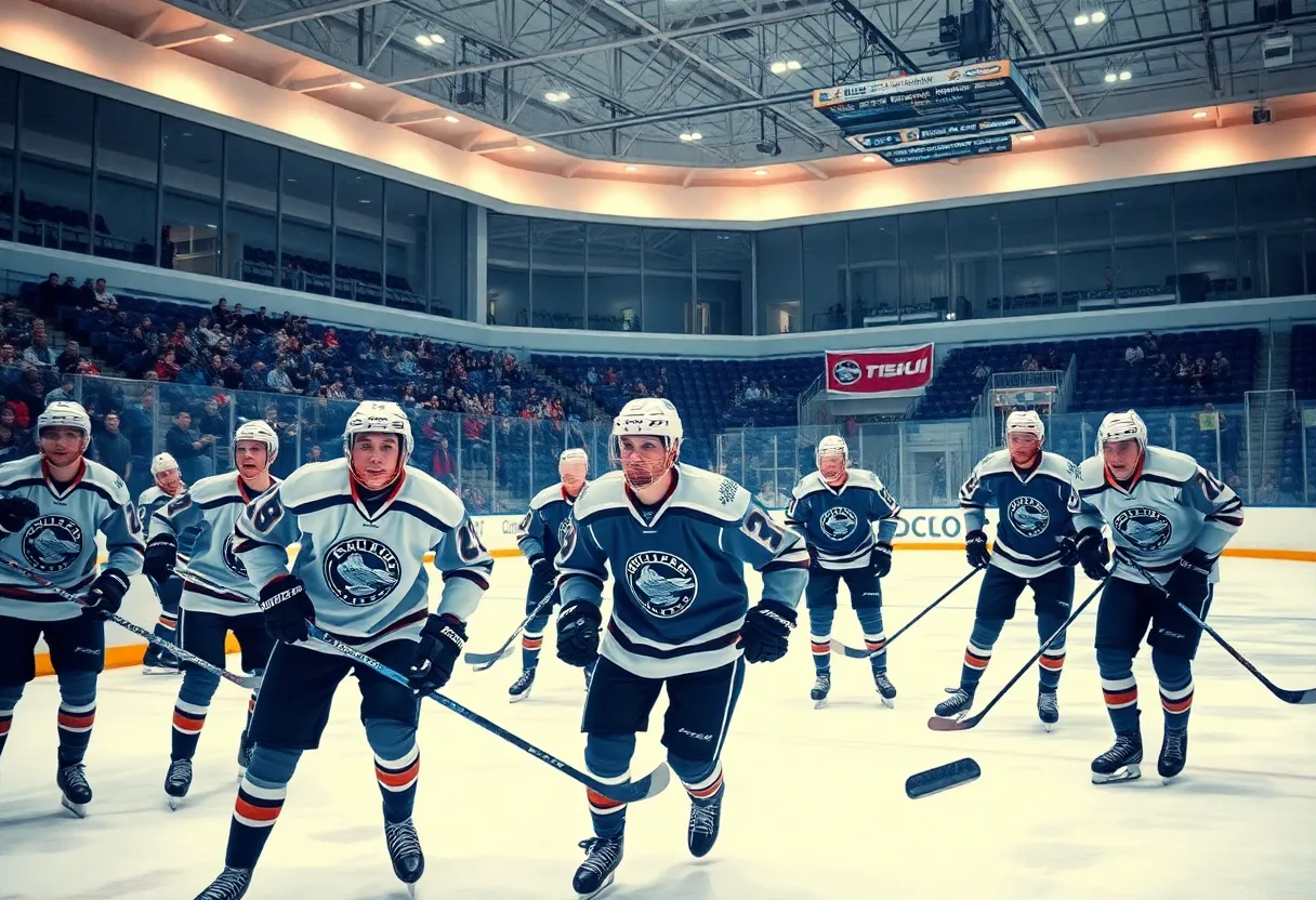 Shreveport Mudbugs players in action during a hockey game