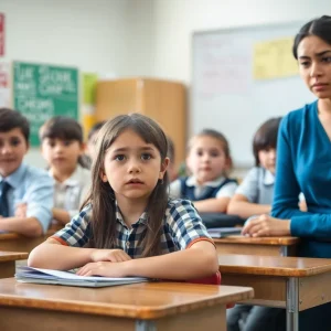 Students and teachers discussing safety in a classroom.