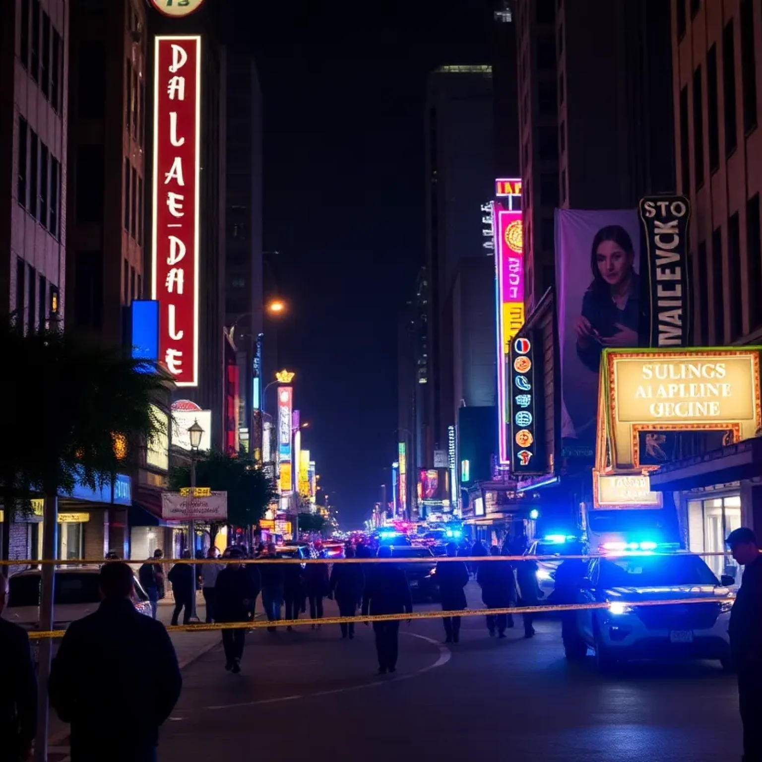 Police lights at a shooting scene in downtown Shreveport