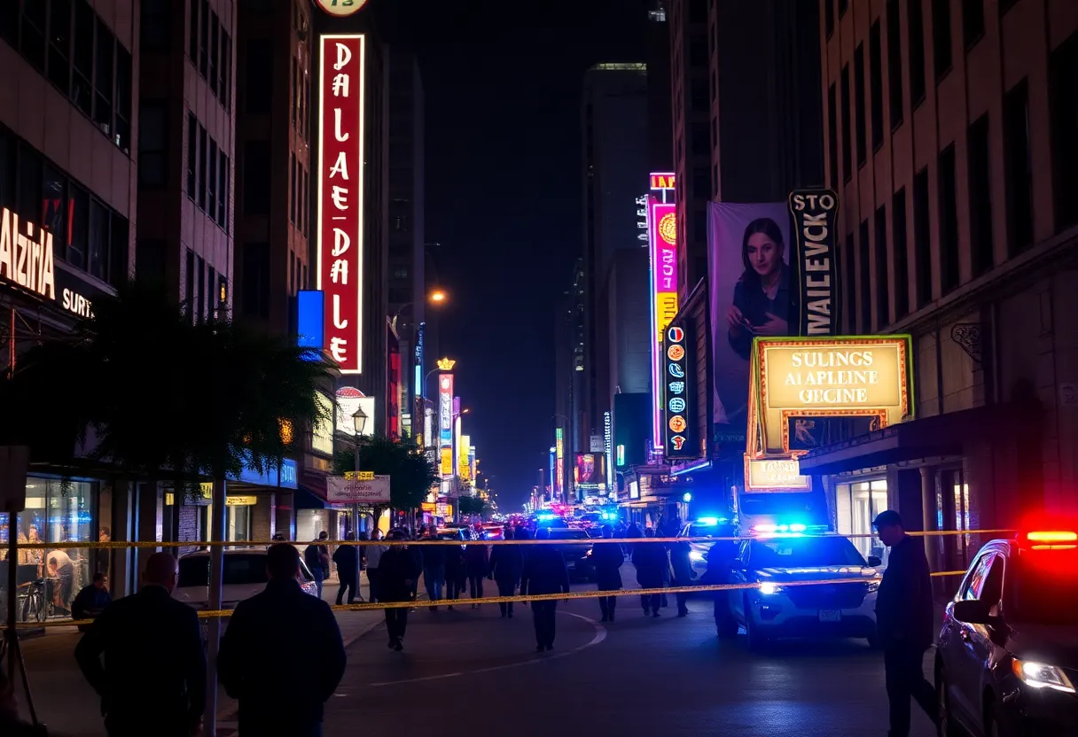 Police lights at a shooting scene in downtown Shreveport