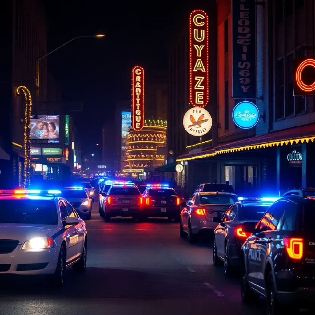 Emergency response at the site of a shooting in downtown Shreveport