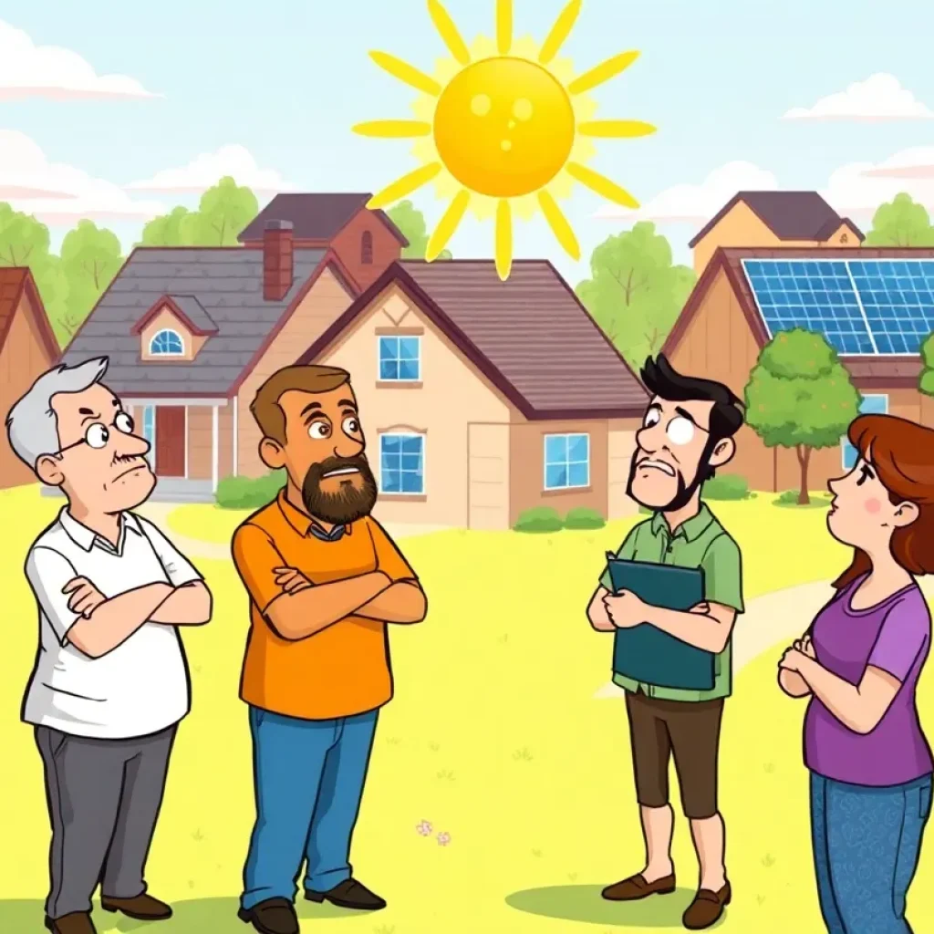 Illustration representing confusion over solar sales practices in Shreveport