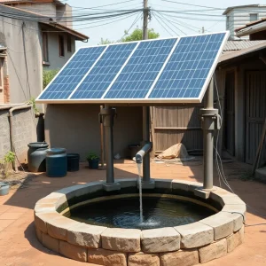 A water well and solar panel installation at The Highland Center in Shreveport