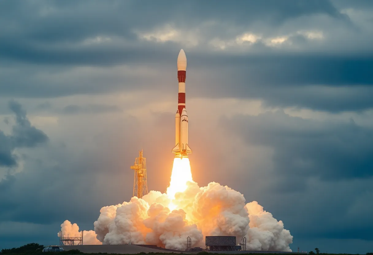 SpaceX Starship rocket launching into the sky