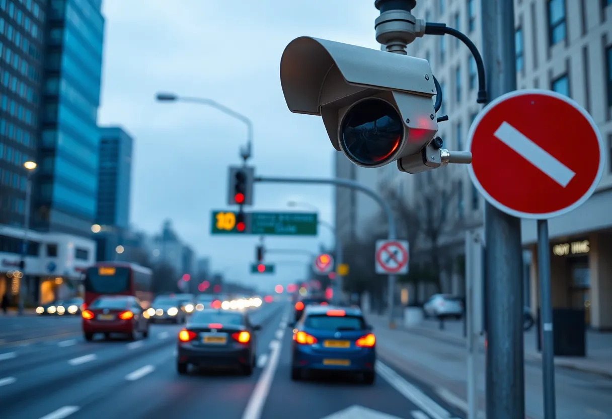 Speed enforcement cameras on a busy Shreveport street