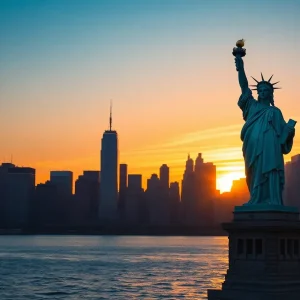 Statue of Liberty with New York skyline