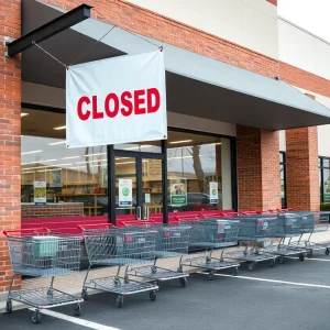 Closed Burlington Coat Factory storefront in Shreveport