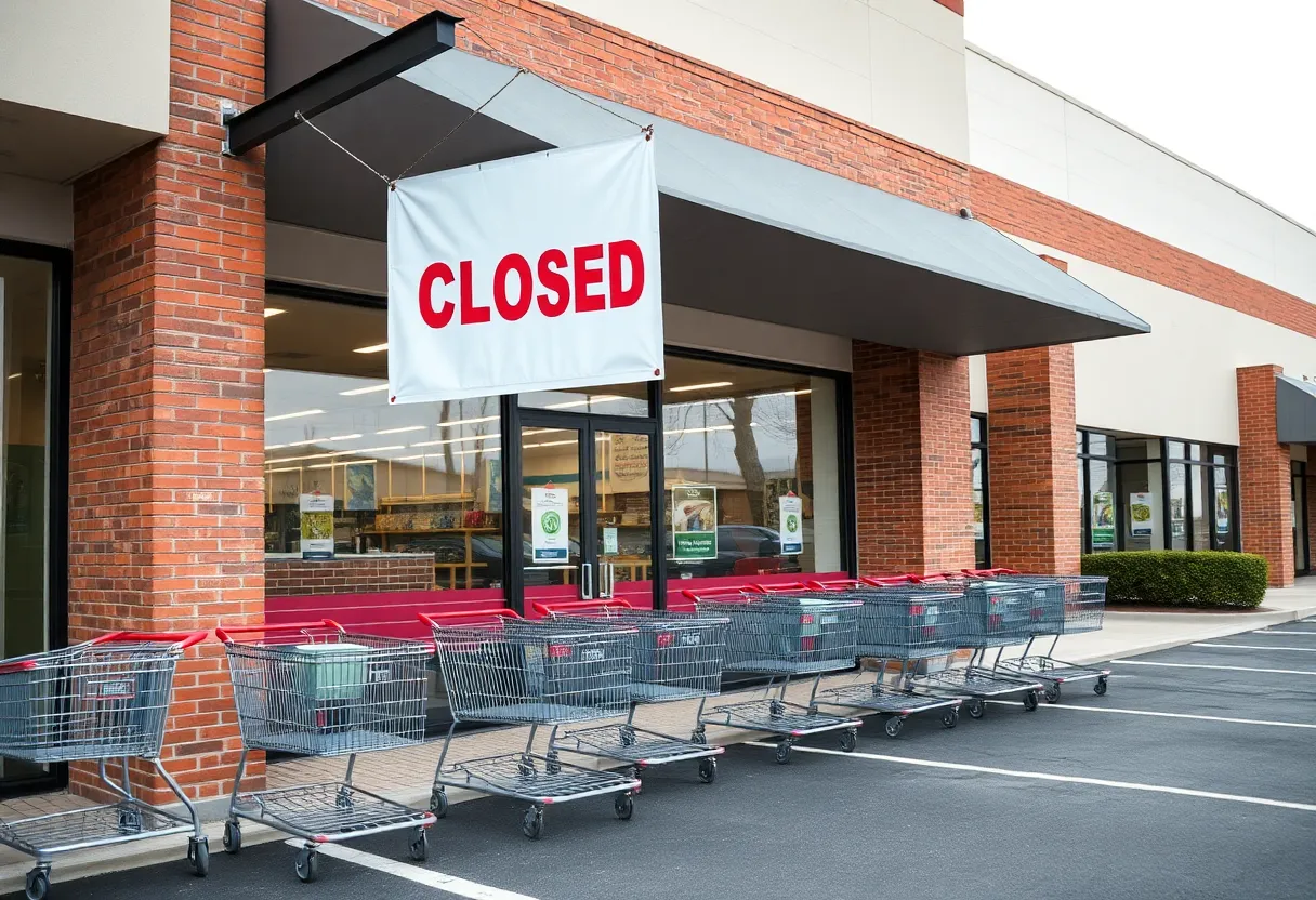 Closed Burlington Coat Factory storefront in Shreveport