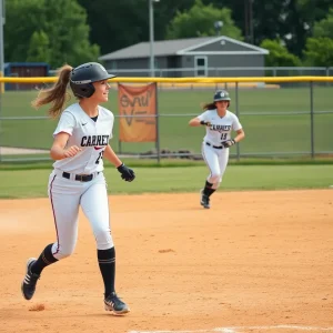 Captain Shreve softball team playing during a game