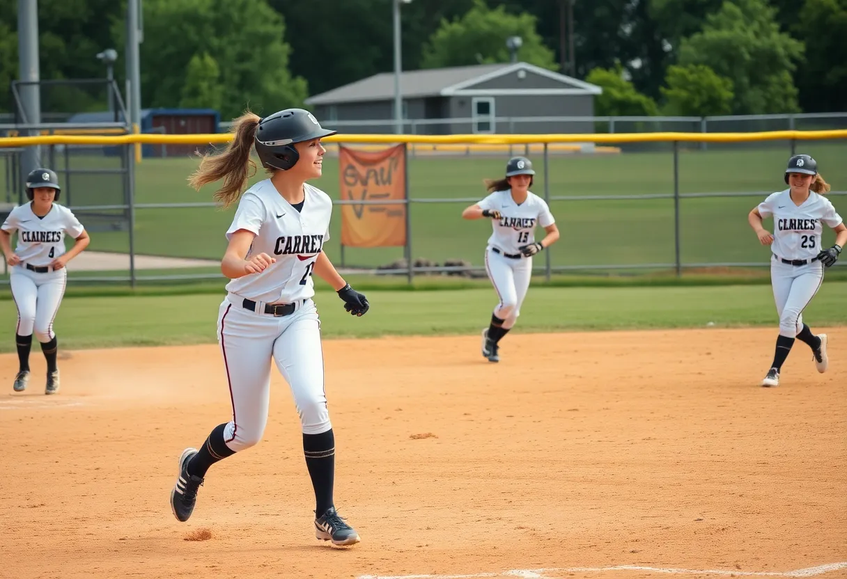 Captain Shreve softball team playing during a game