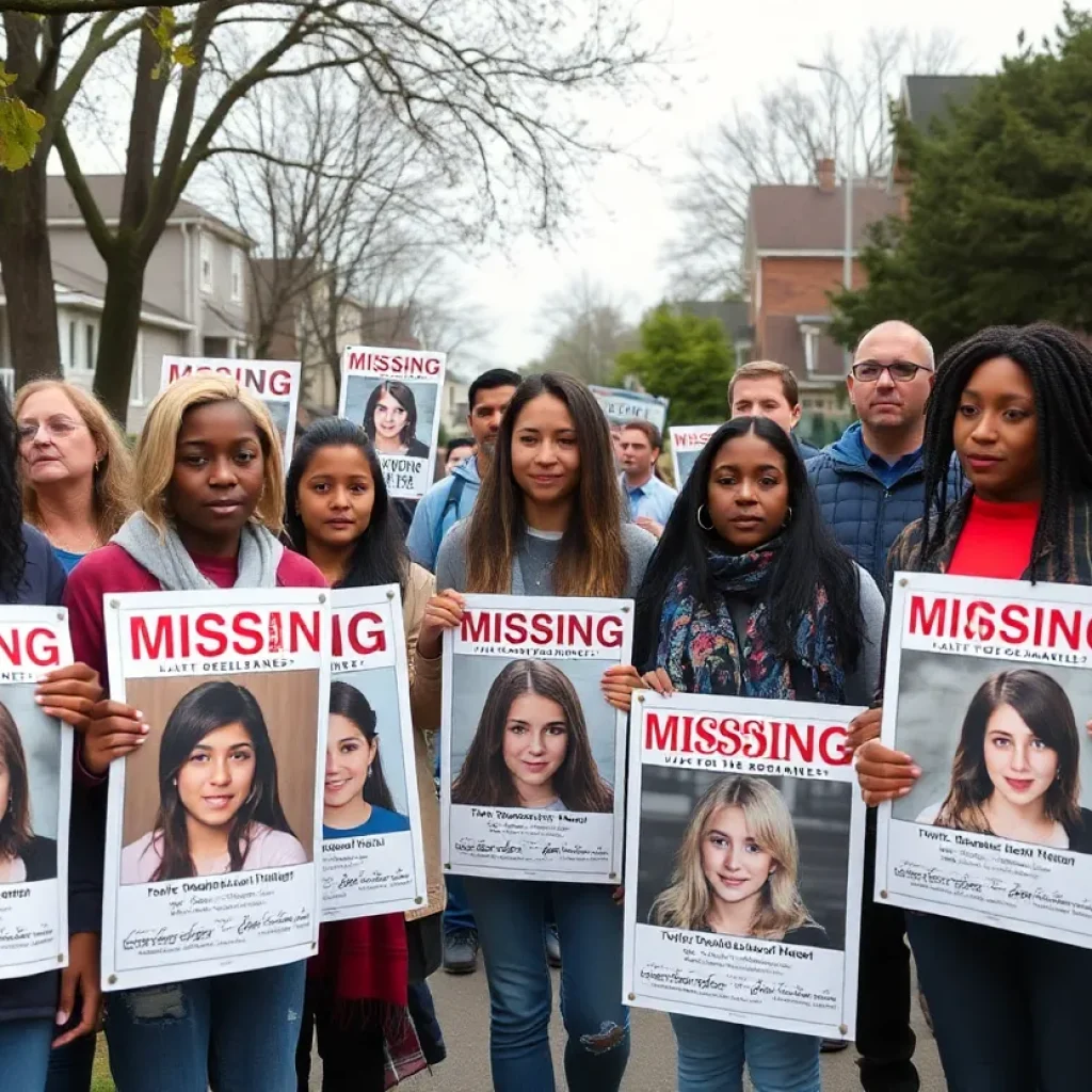 A neighborhood united in searching for missing teenagers with posters.
