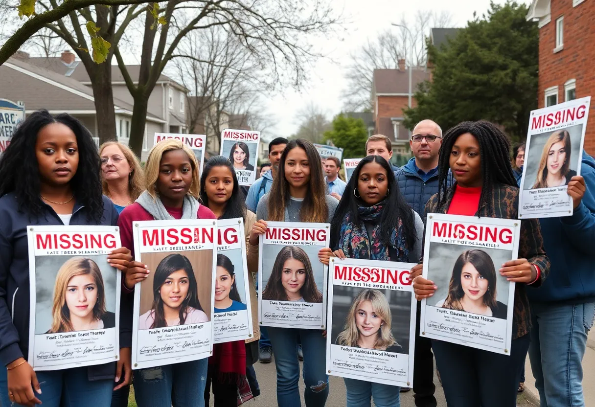 A neighborhood united in searching for missing teenagers with posters.