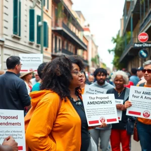 New Orleans residents discussing proposed amendments