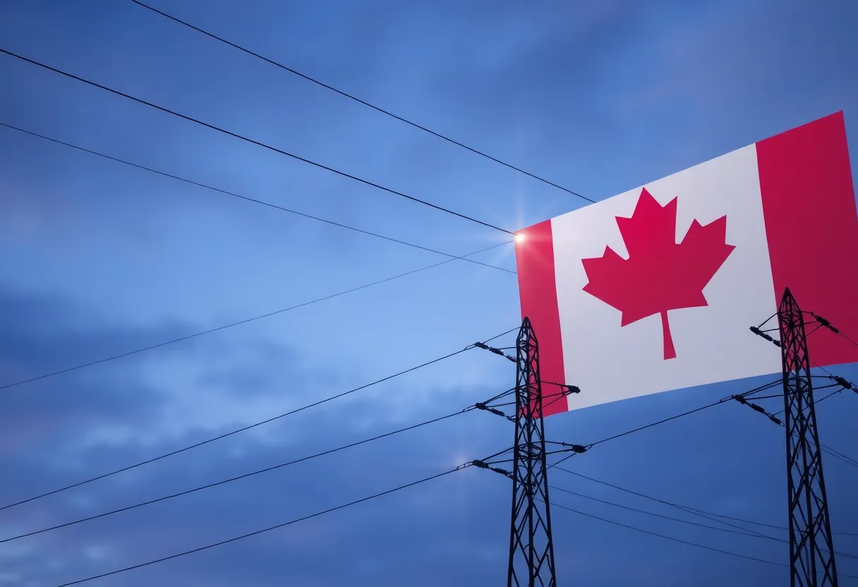 Electricity transmission lines between Canada and the United States.