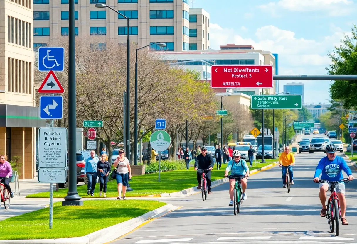 A busy urban roadway representing roadway safety in Shreveport-Bossier.