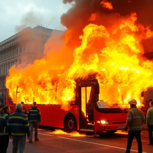 Emergency responders at the scene of the Shreveport bus fire