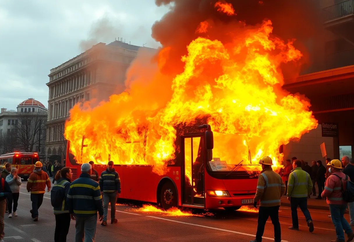 Emergency responders at the scene of the Shreveport bus fire